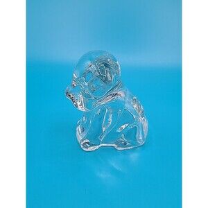 Vintage Federal Glass Clear Hollow Sitting Dog Figurine Paperweight Terrier